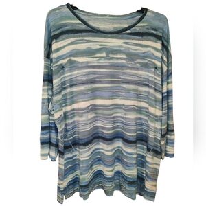 Westbound Woman Blue Stria 3/4 Sleeve Tunic